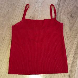 Red ribbed crop top